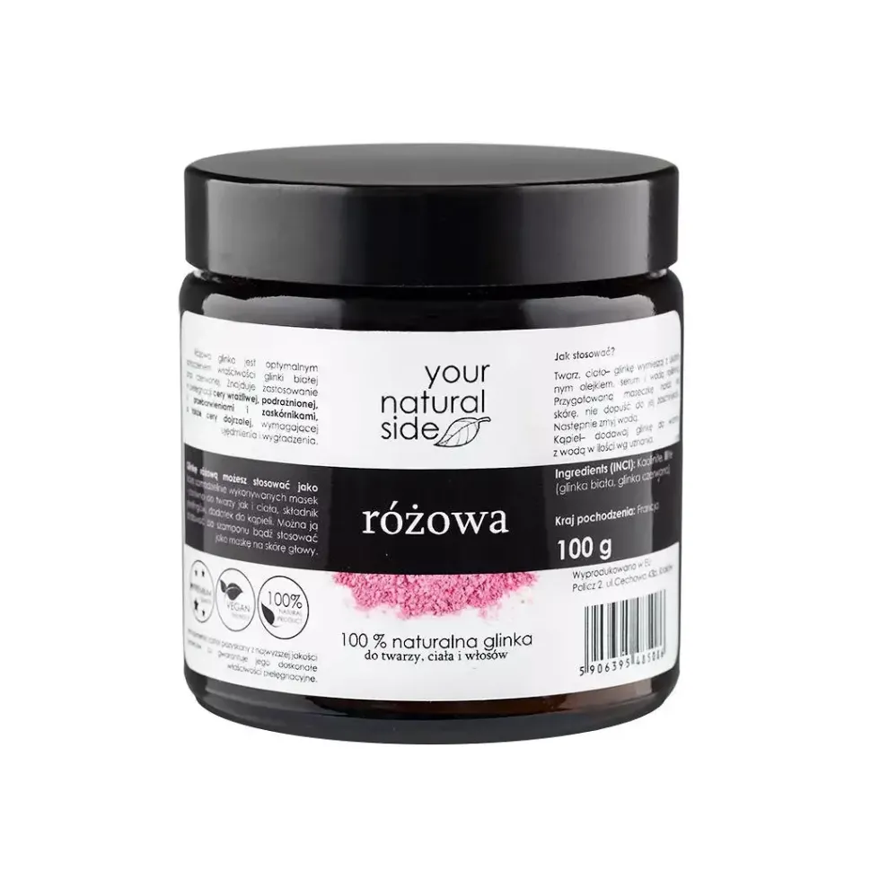 100% Naturalna GLINKA RÓŻOWA kaolinite&illite 100g
