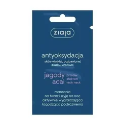 antyoksydacja, jagody acai Maseczka na twarz i szyję na noc aktywnie wygładzająca łagodząca podrażnienia 7ml