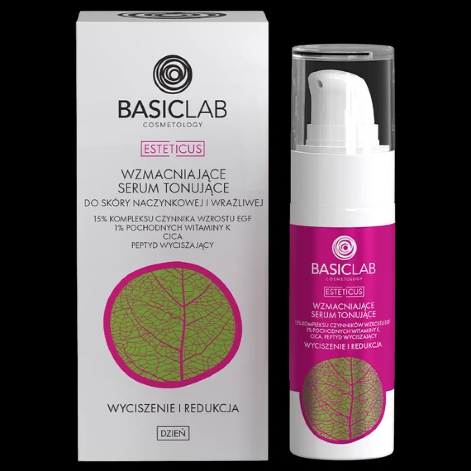 COSMETOLOGY Wzmacniające serum tonujące do skóry naczynkowej i wrażliwej, 15% kompleksu czynnika wzrostu EGF, 1% pochodnych witaminy K, CICA, Peptyd wyciszający, Wyciszenie i Redukcja 30ML