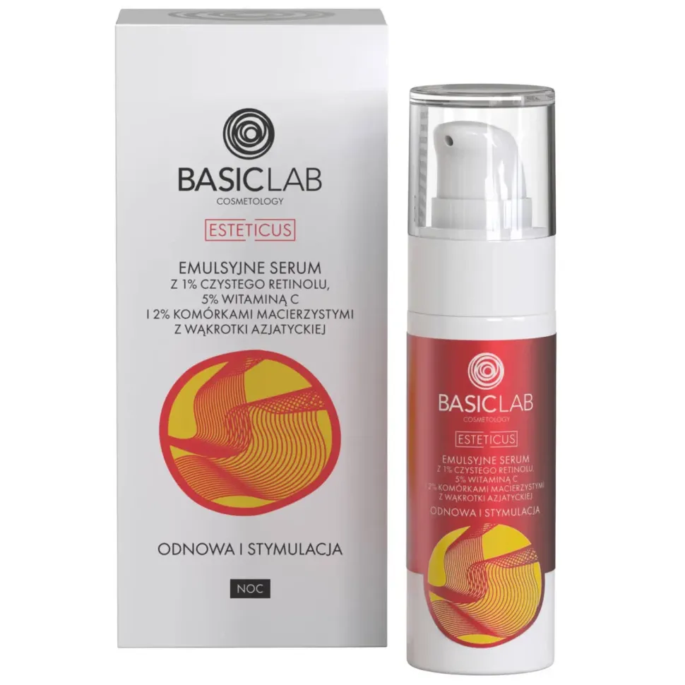 Emulsyjne serum z 1% Retinolu, 5% wit. C i 2% Komórkami Macierzystymi z Wąkrotki Azjatyckiej 30ml