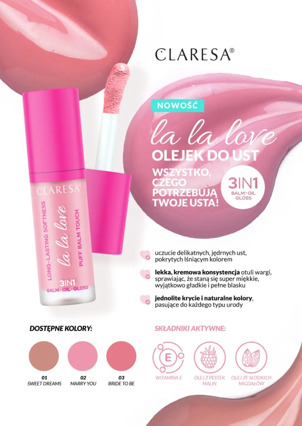 Kremowy olejek do ust Creamy Lip Oil LA LA LOVE 03 Bride to Be 7g