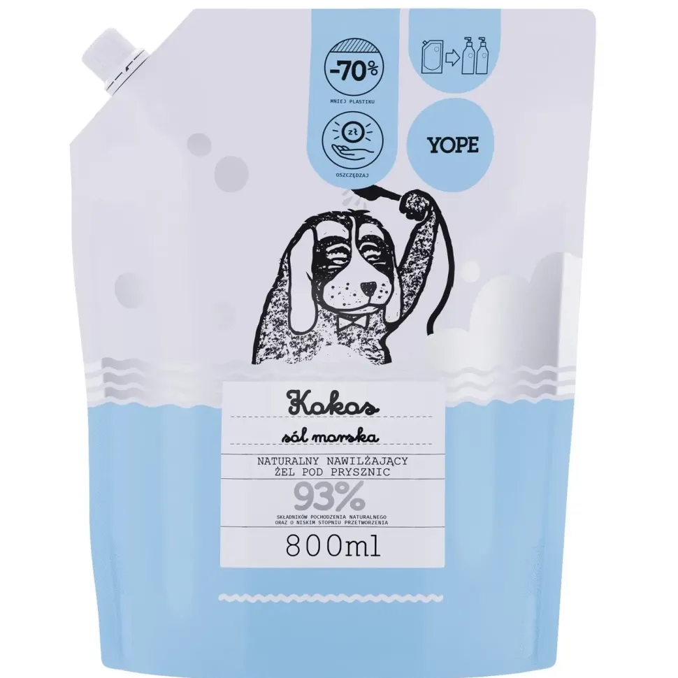 Naturalny żel pod prysznic Kokos i sól morska Refill 800 ml