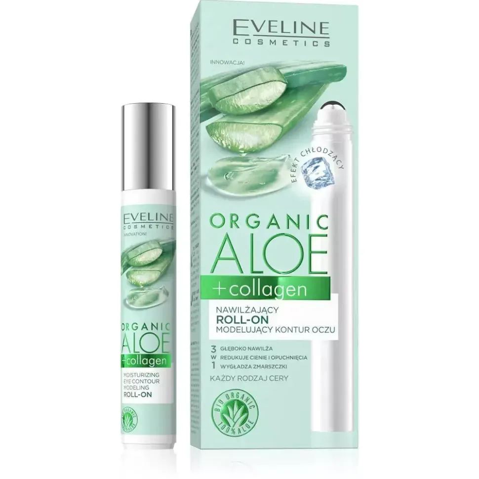 Organic Aloe + Collagen Nawilżający roll-on modelujący kontur oczu 15ml