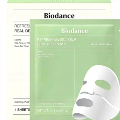 Refreshing Sea Kelp Real Deep Mask - Kojąco-Nawilżająca maska do twarzy ZESTAW 4 sztuki