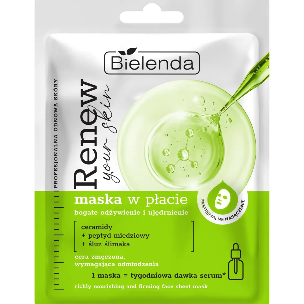 RENEW YOUR SKIN Odżywcza maska w płacie z ceramidami i śluzem ślimaka
