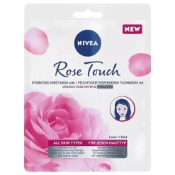 Rose Touch intensywnie nawilżająca maska z organiczną wodą różaną i kwasem hialuronowym