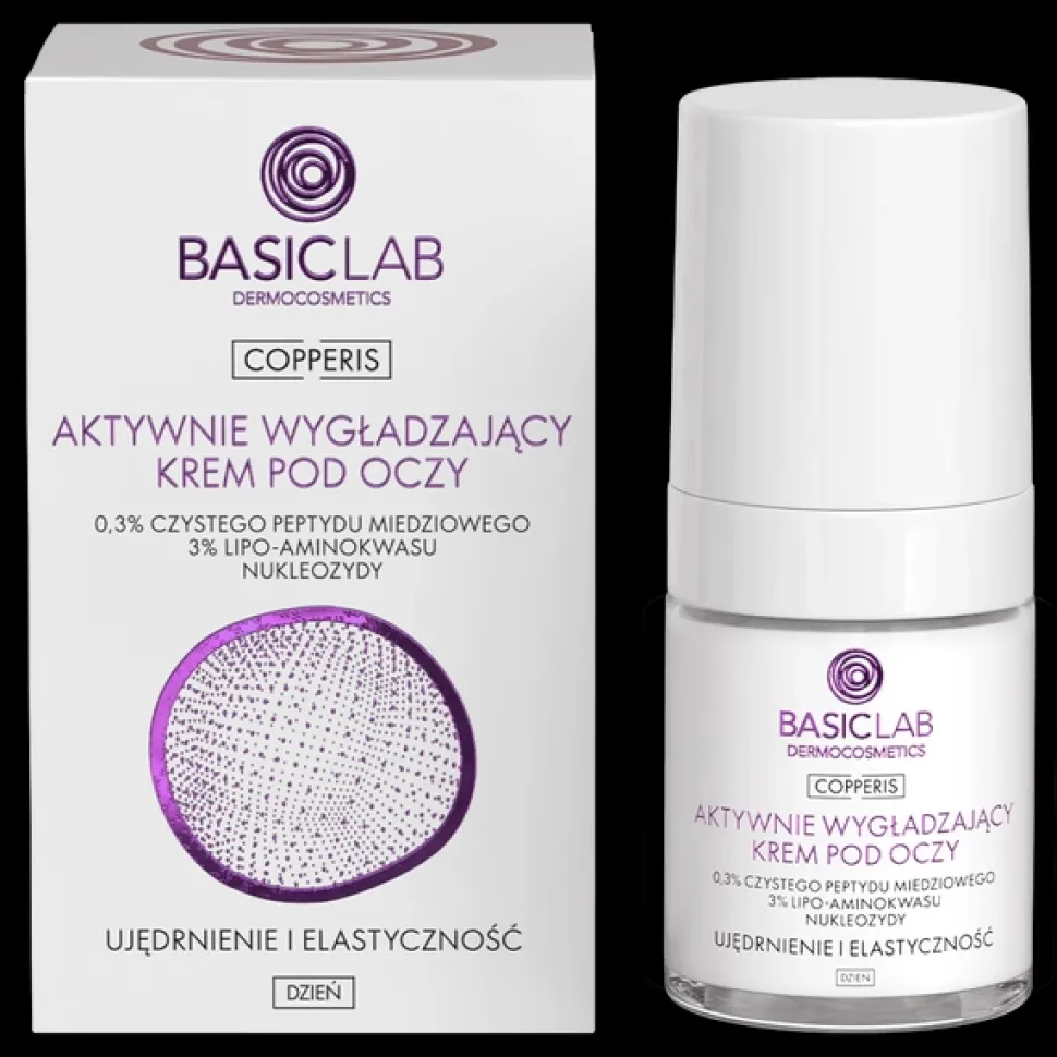 Ujędrnienie i Elastyczność Aktywnie wygładzający krem pod oczy na dzień 0,3% czystego peptydu miedziowego 18ml